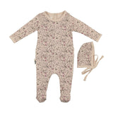 Elegant Floral Footie and Beanie Set