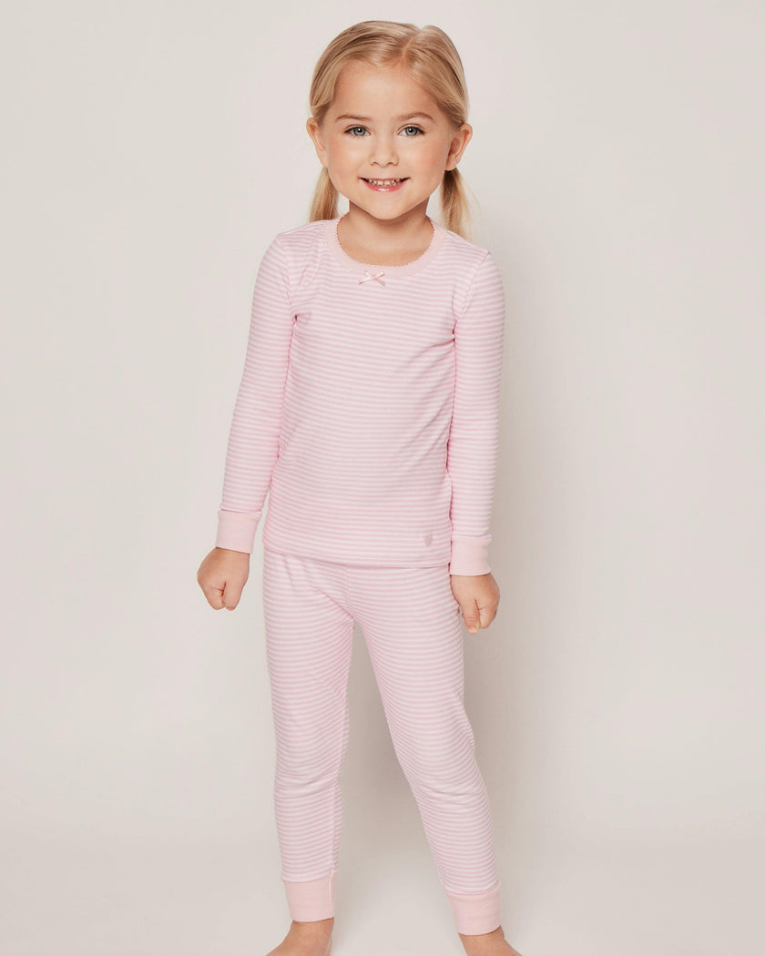 Kid's Pima Snug Fit Pajama Set in Pink Stripe