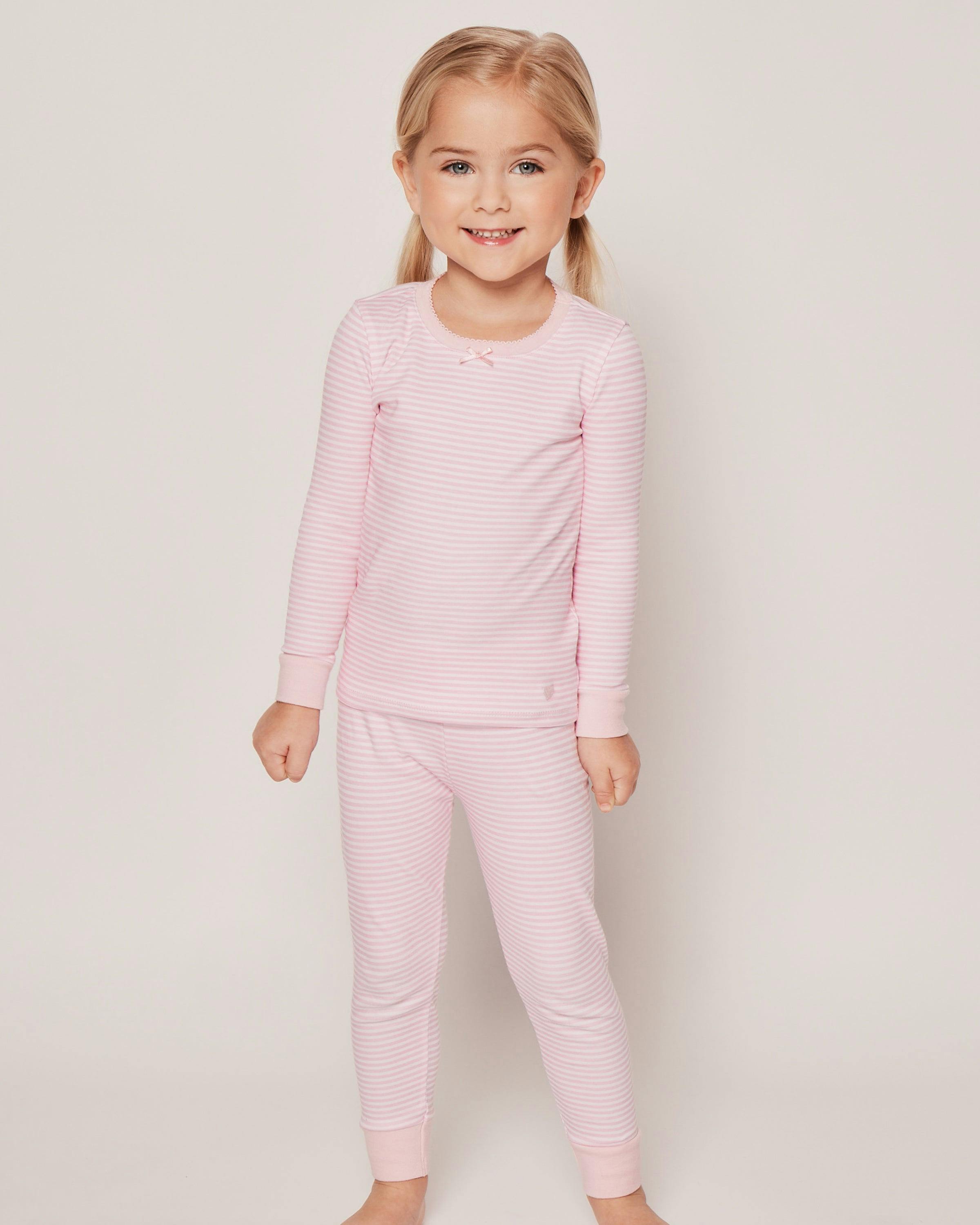 Kid's Pima Snug Fit Pajama Set in Pink Stripe