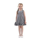 Gray Clarette Satin Ruffle-Hem Dress