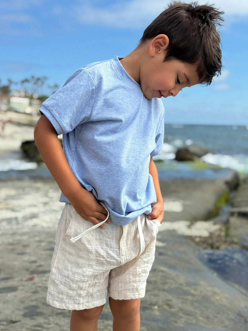 CREW CREAM PLAID WOVEN TEXTURED SHORTS
