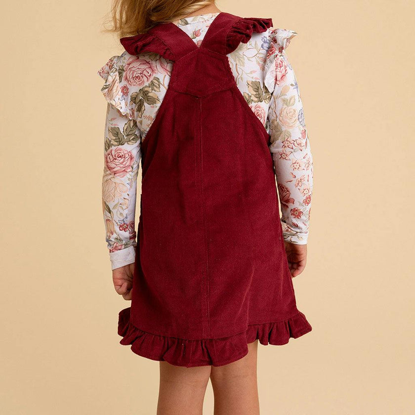Burgundy Cotton Corduroy Overall Dress
