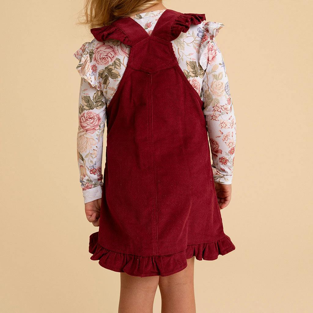 Burgundy Cotton Corduroy Overall Dress