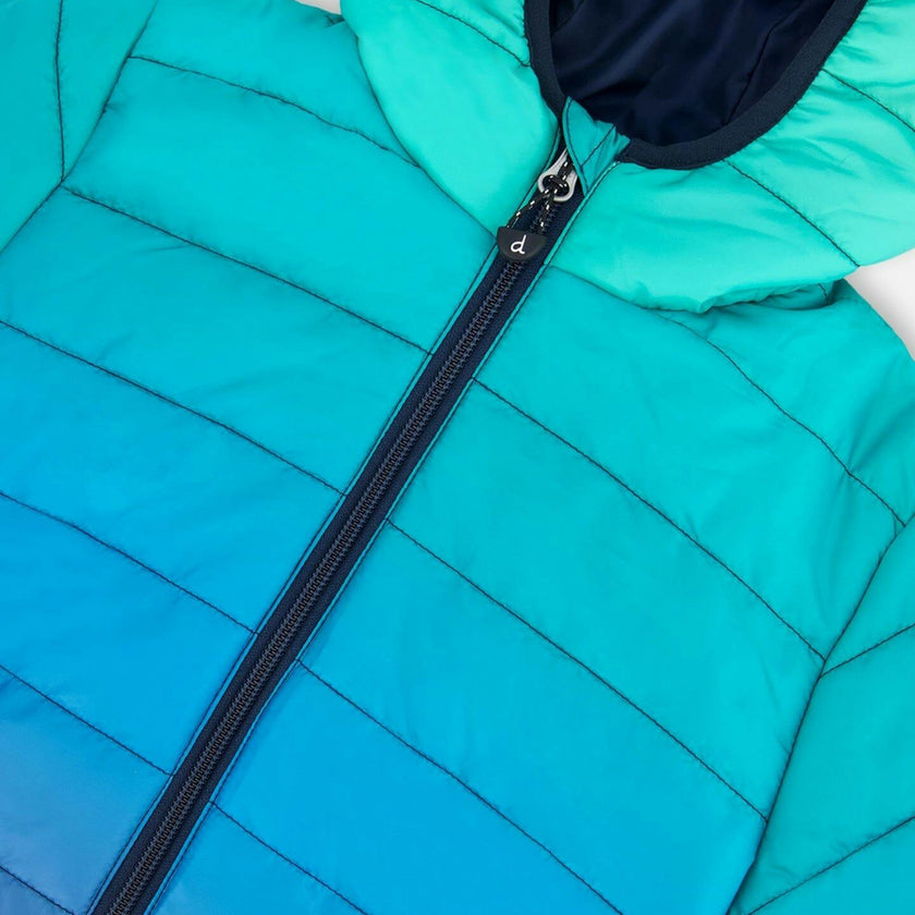 Quilted Mid-Season Jacket Green and Blue Gradient