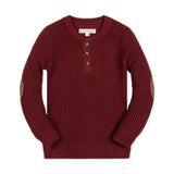 Organic Sweater Henley with Elbow Patches