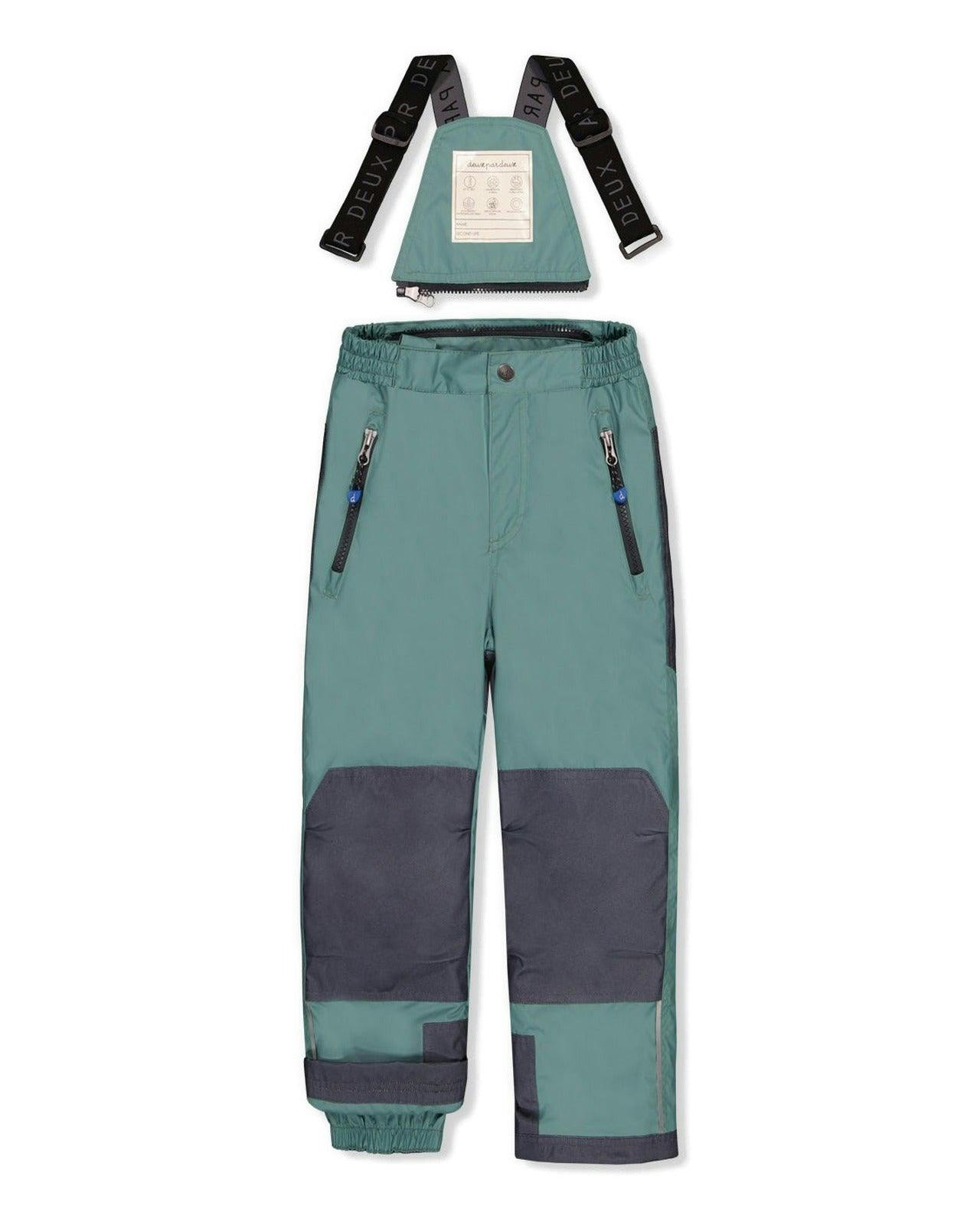 Two Piece Play Snowsuit Blue Camouflage Print With Green Pants