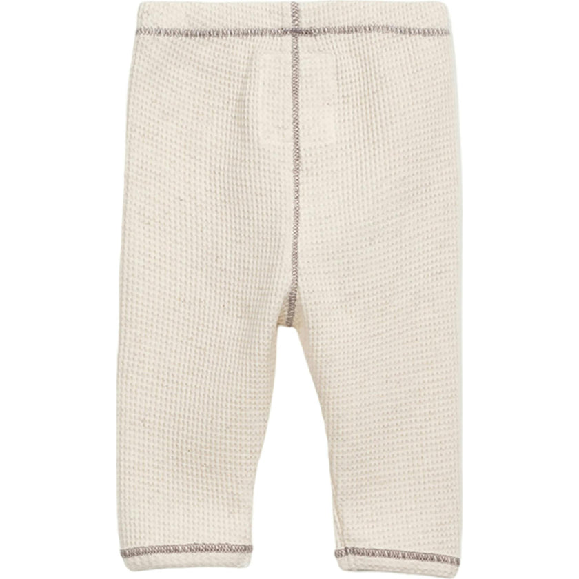 Jersey Waffle Knit Elastic Waistband 2-Front Button Leggings