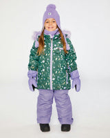 Two Piece Play Snowsuit Green Mini Flower Print