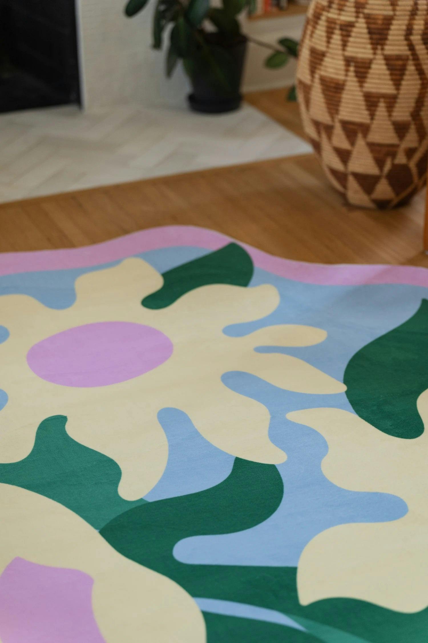 Colorful Wavy Flower Rug by Maggie Stephenson