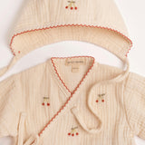 Gauze Bundle Set in Embroidered Cherries