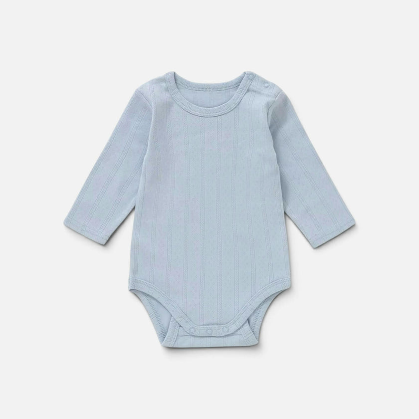 Organic Cotton Pointelle Long Sleeve Romper