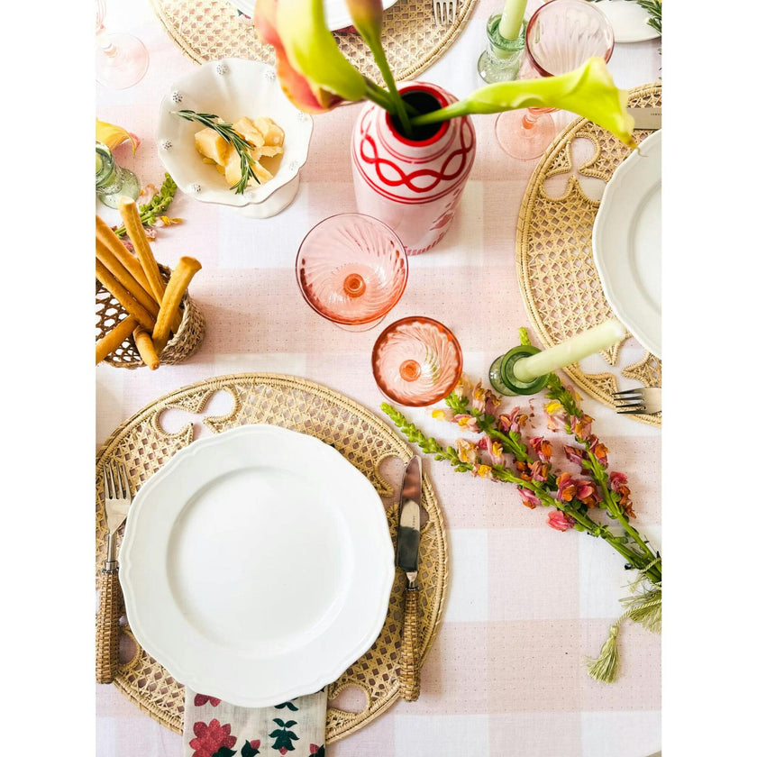 Giardino Reversible Tablecloth in Rosso/Rosa