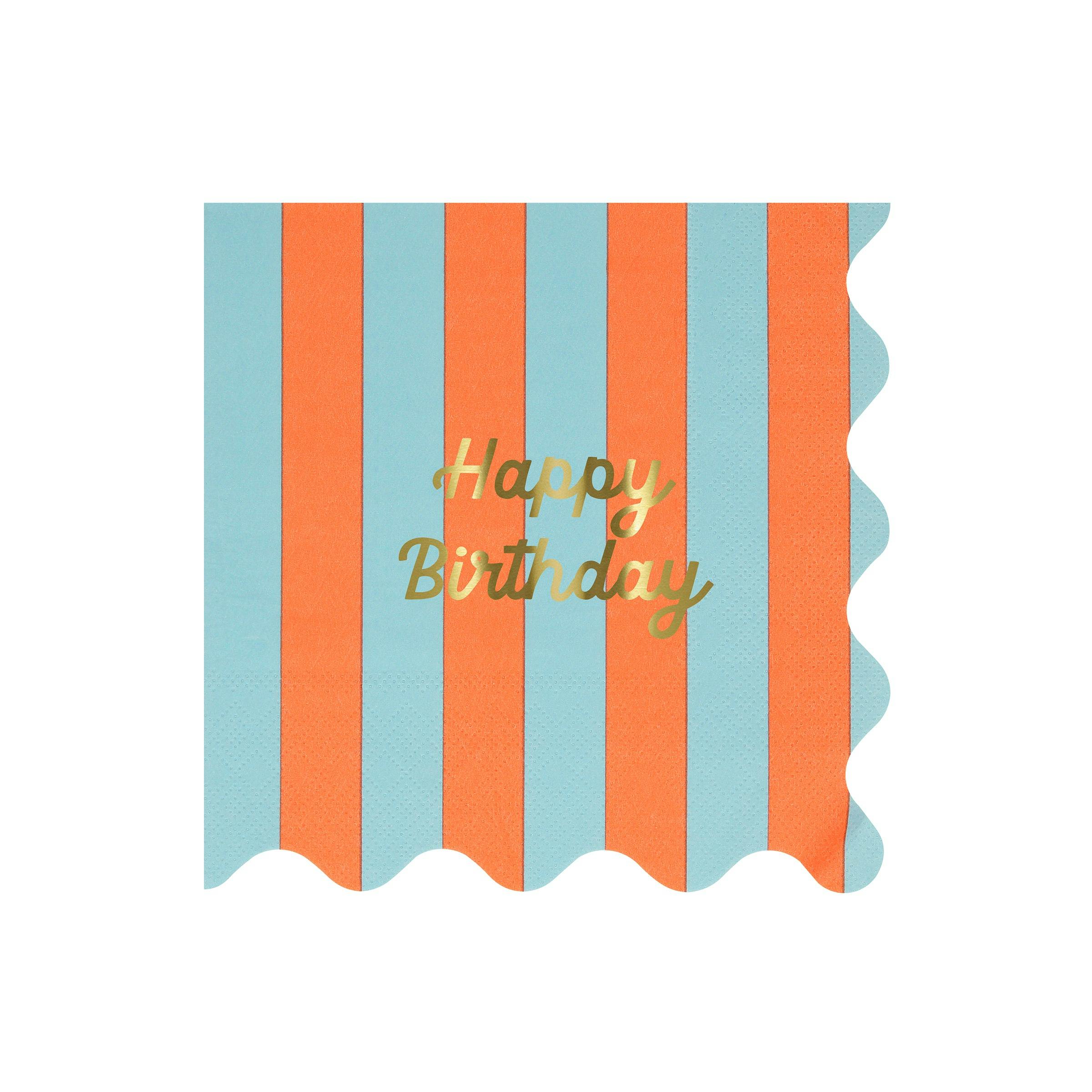 Stripe Happy Birthday Large Napkins
