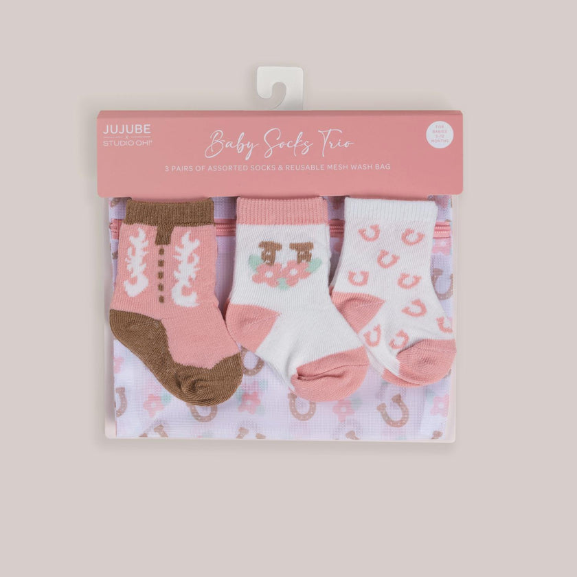 Baby Socks Trios With Zipper Wash Bag