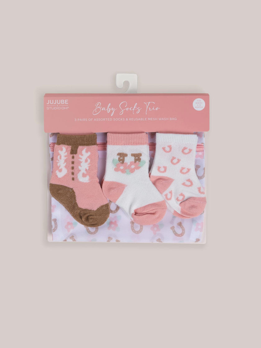 Baby Socks Trios With Zipper Wash Bag