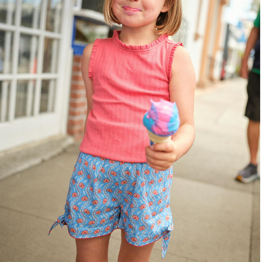 Girls Blue Primrose Tie-Knot Short