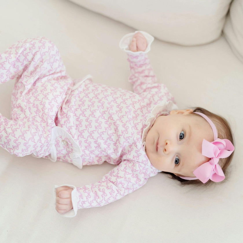 Lucy Girls' Romper Pretty Pink Bows