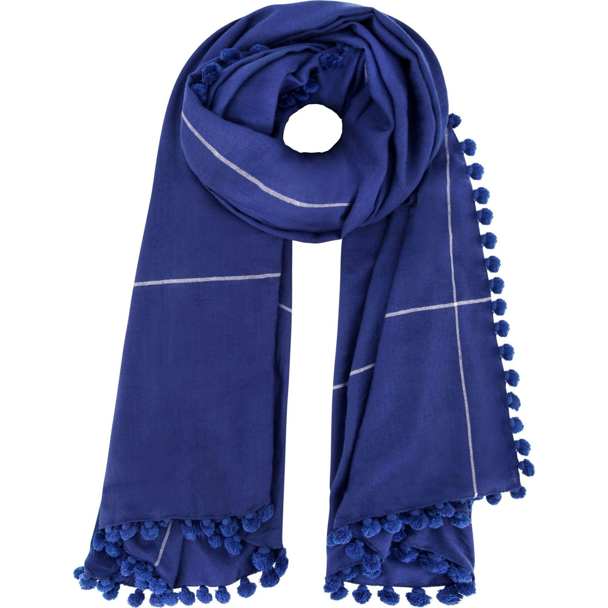 Yaser Shaw Cashmere Pashmina Hand Woven Pompom Scarf