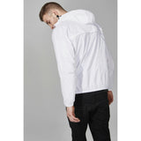White quarter zip packable rain jacket and windbreaker