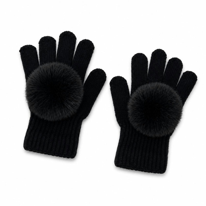Faux Fur Pom Pom Gloves