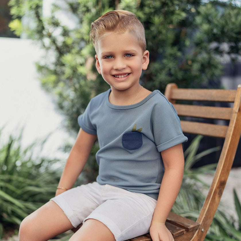Boys Ribbed Berry Short Sleeve Shirt