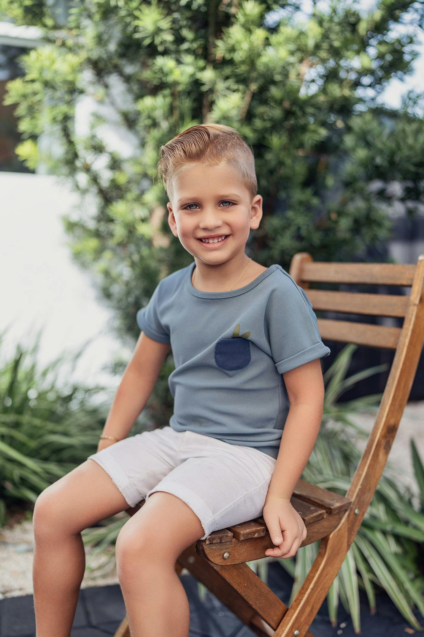 Boys Ribbed Berry Short Sleeve Shirt
