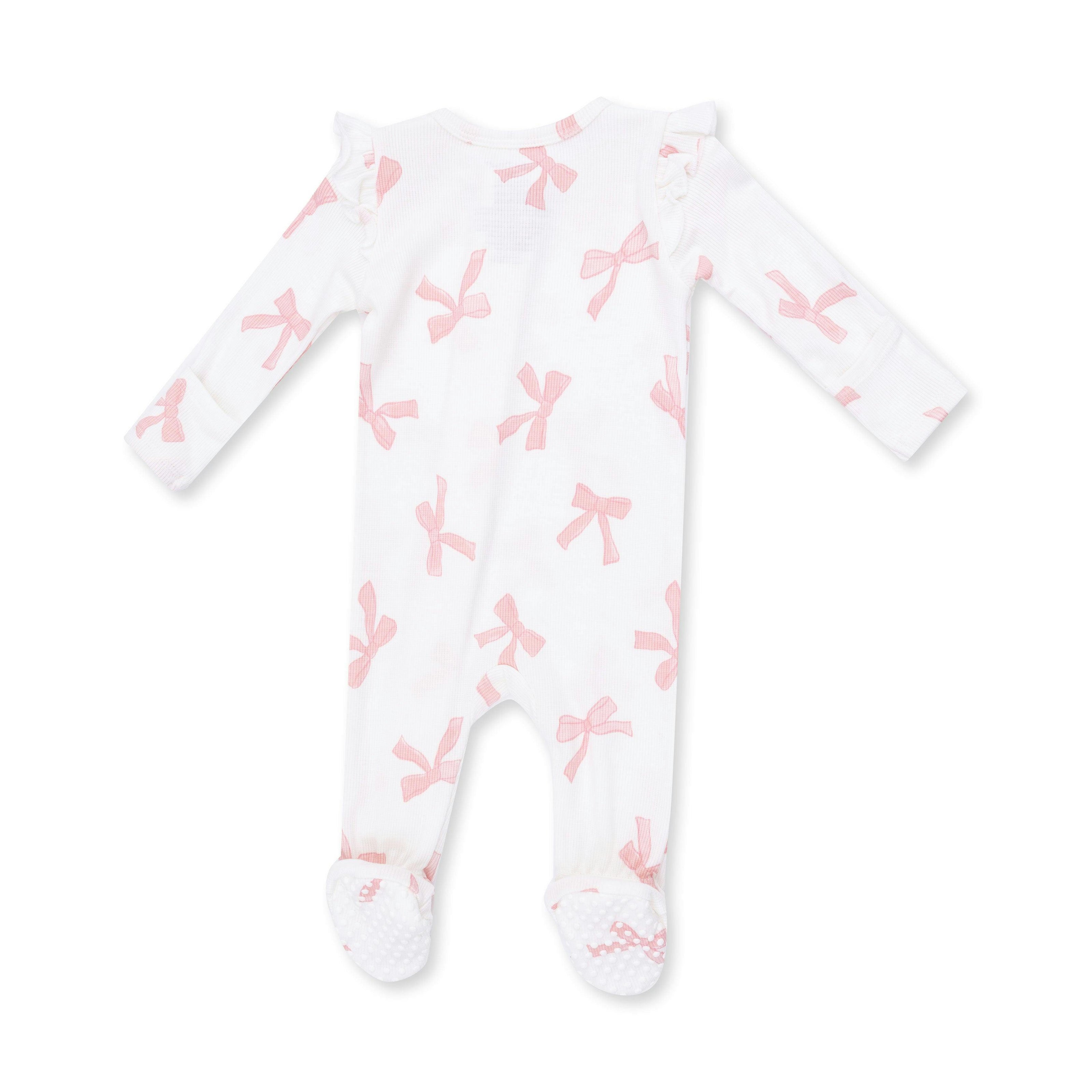 Pretty Bows - 2 Way Ruffle Sleeve Zipper Footie