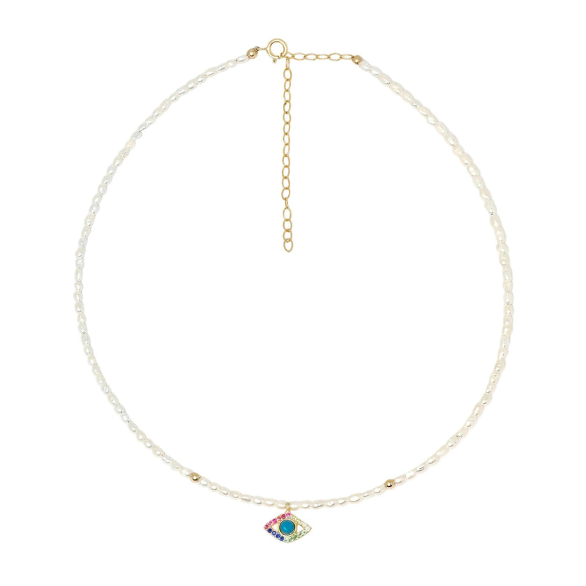 Charlotte Evil Eye Pearl Choker