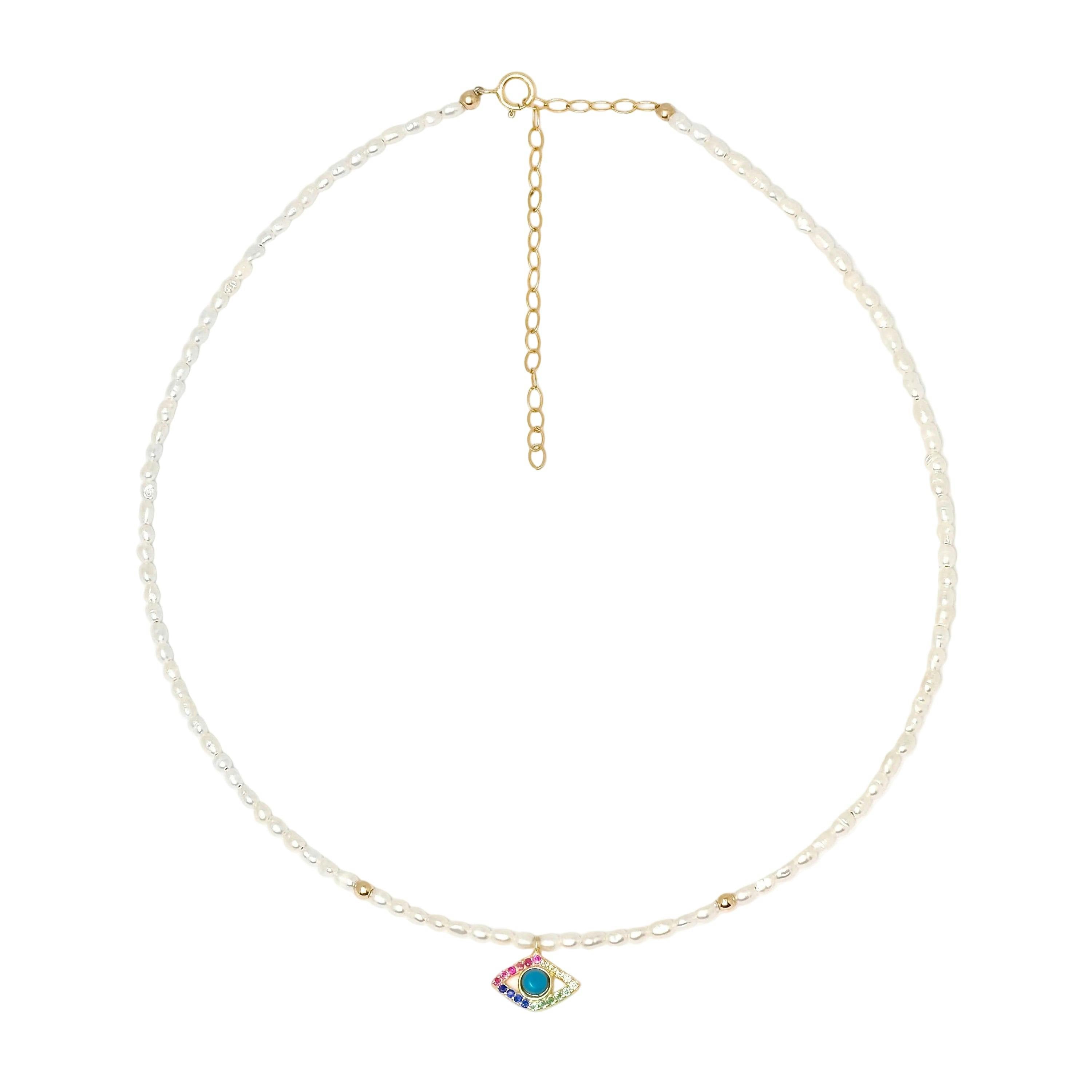 Charlotte Evil Eye Pearl Choker