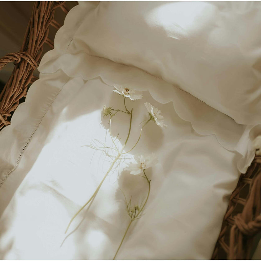 Scalloped Starlight Baby Duvet, White