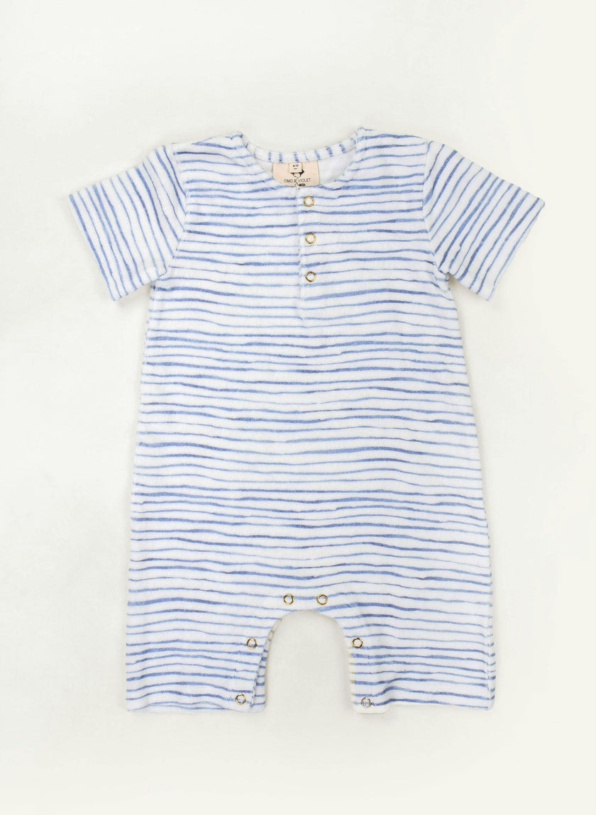Walker Terry Romper - Wave Stripe