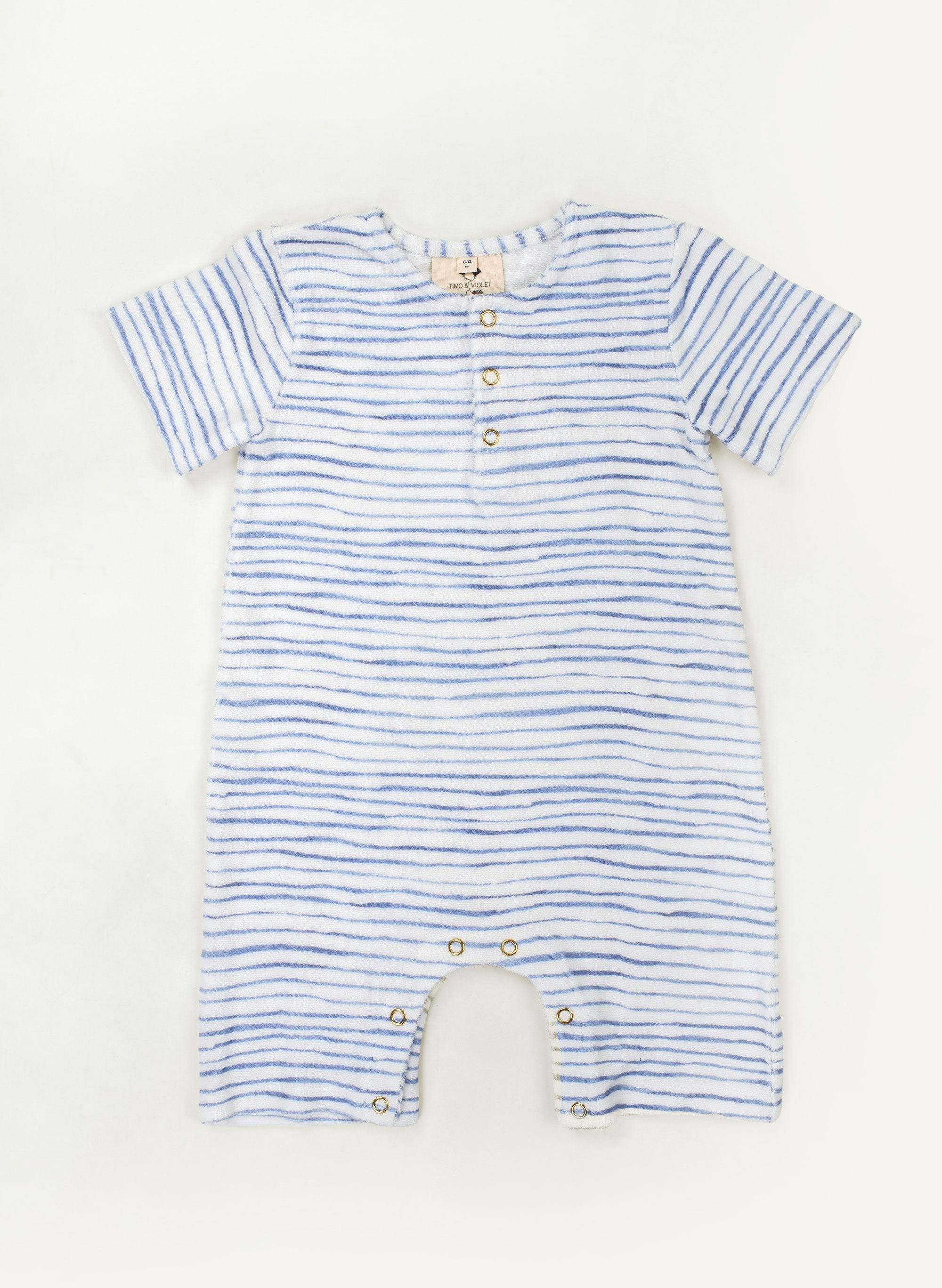 Walker Terry Romper - Wave Stripe