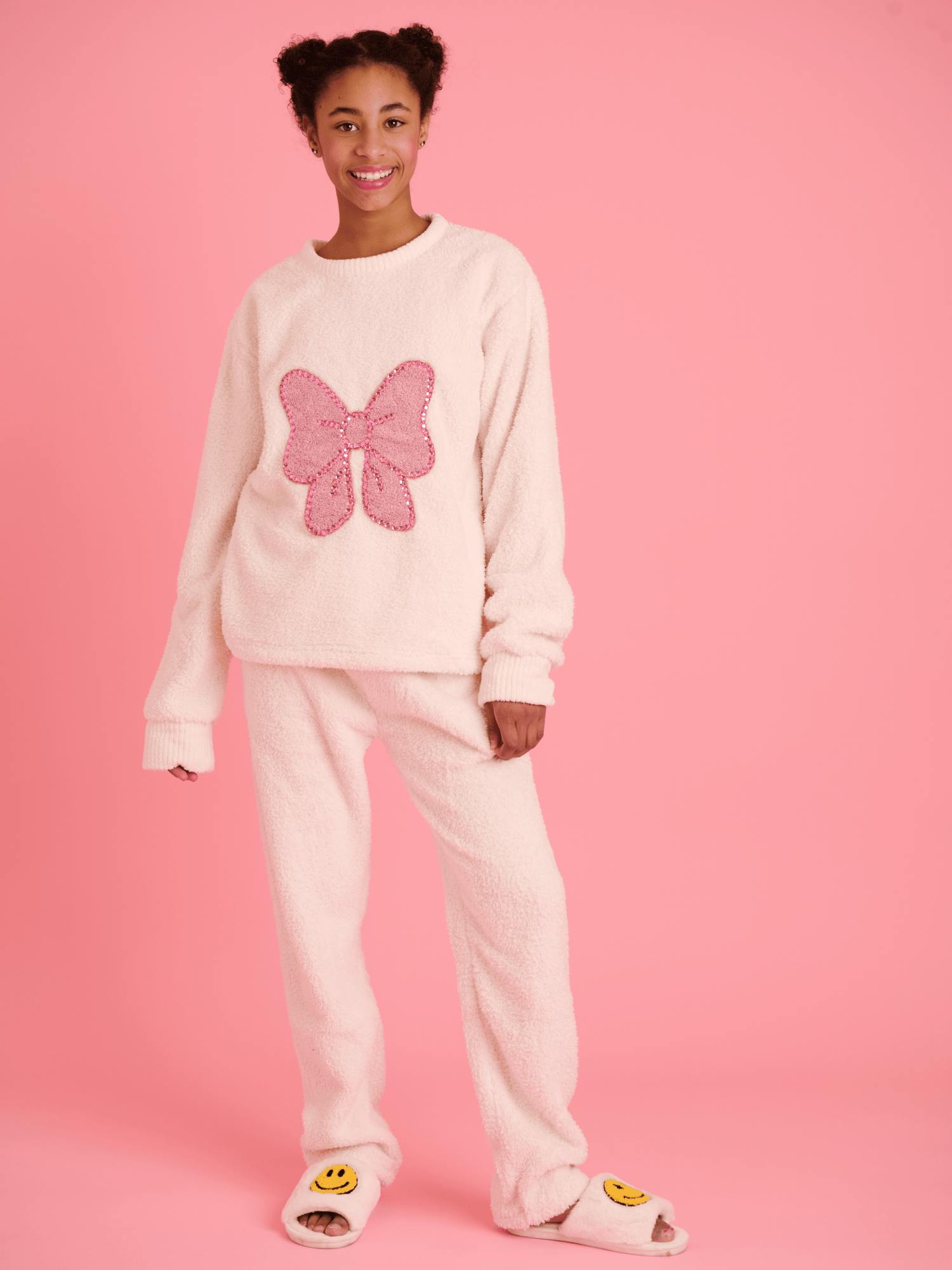 Women's Big Bow Crystal Fuzzy Set