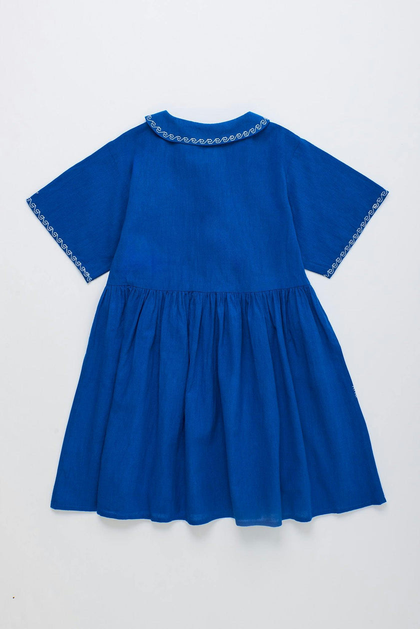 BARCOS EMBROIDERED DRESS BLUE