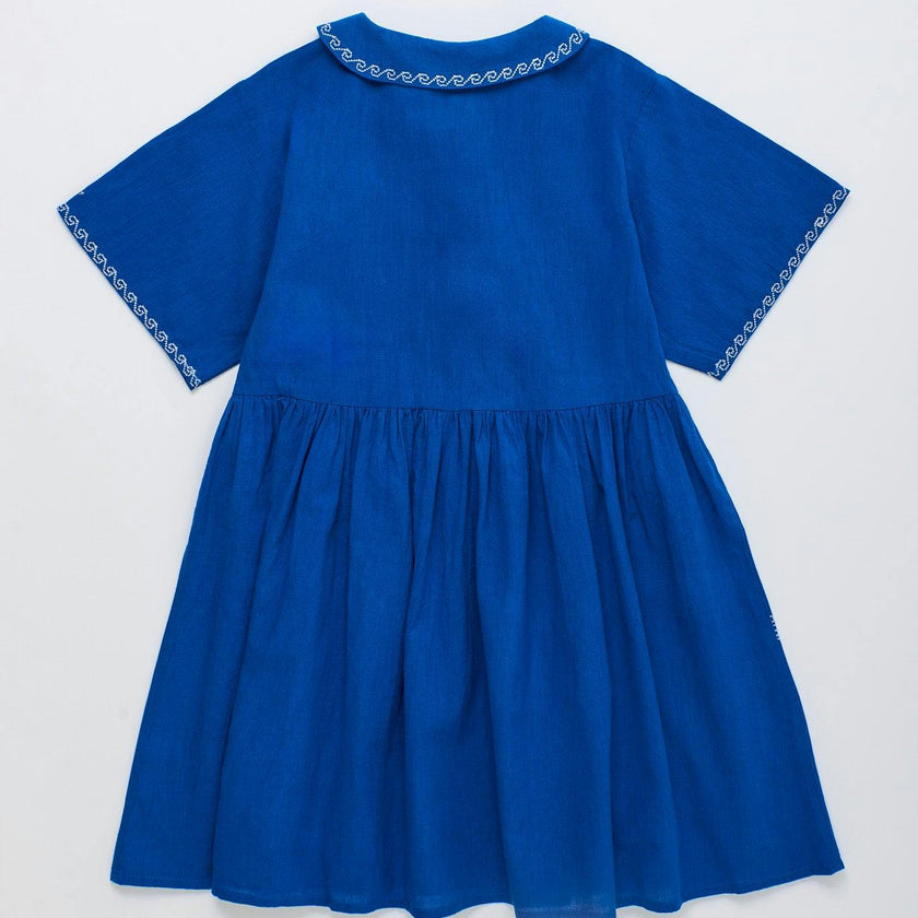 BARCOS EMBROIDERED DRESS BLUE