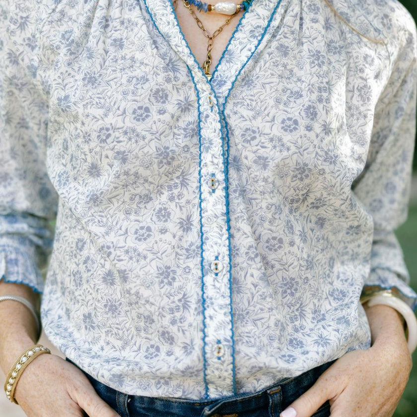 Harper Top in Floral Blues