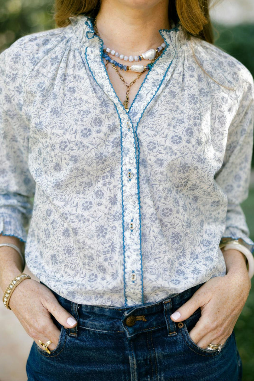 Harper Top in Floral Blues