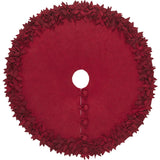 Hand Felted Wool Christmas Tree Skirt - Overlapping Flowers Border in Maroon