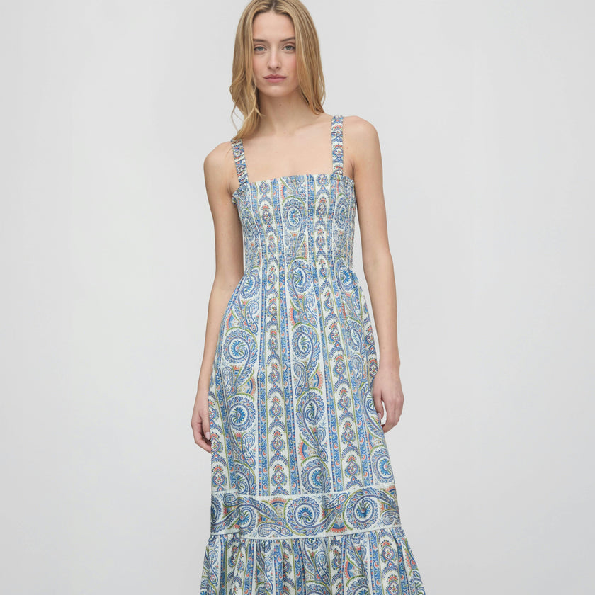 The Anjuli Nap Dress - Blue Corsica Paisley