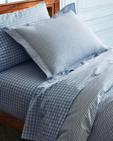 Luxe Premium Percale Bed Sheets in Light Blue Gingham