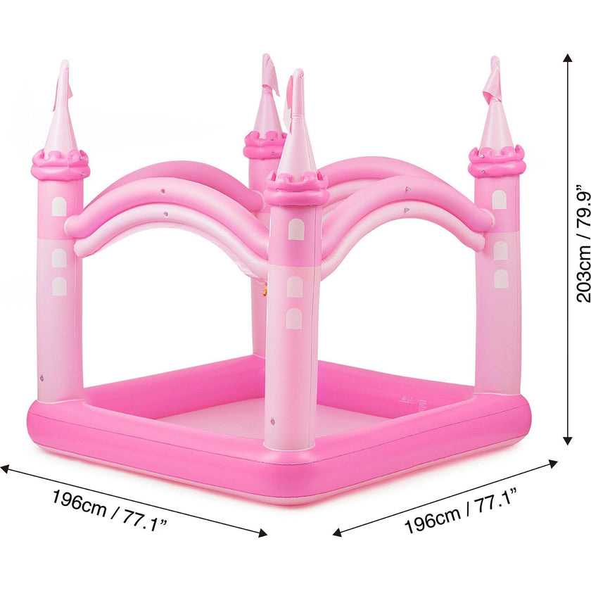 Water Fun Inflatable Castle Kiddie Pool & Sprinkler Play Center With Pump & Beach Balls