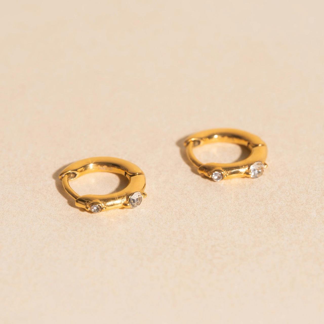 Mini Crystal Rounded Huggie Hoop Earrings