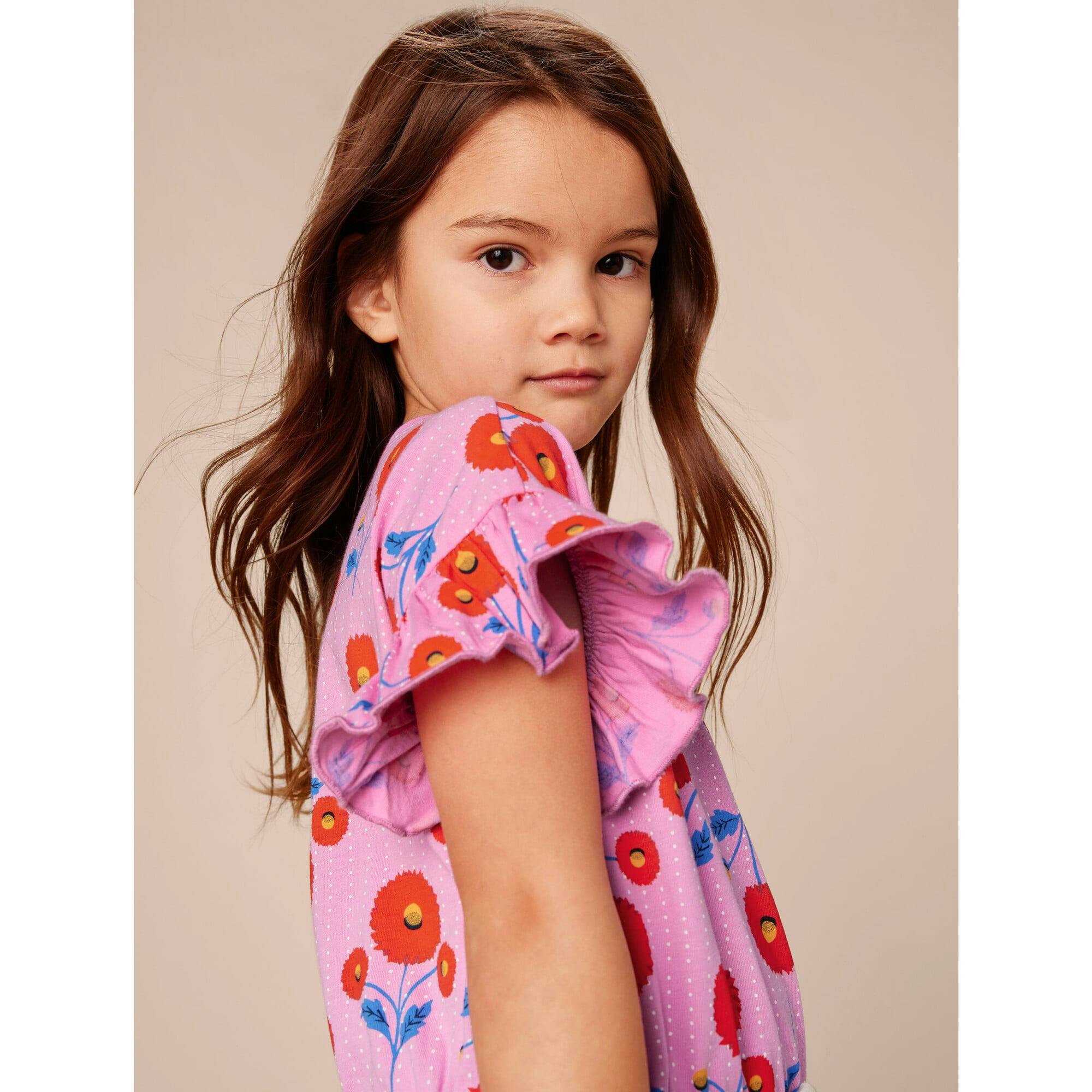 Tie Waist Short Flutter Sleeve Dress, Pink