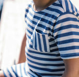 Unisex Stripe Short Sleeve Boat Neck Tee