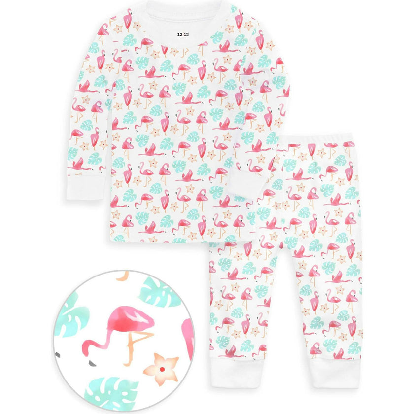 The Organic Long Sleeve Pajama Set [Flamingos]
