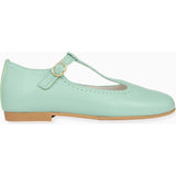 Pale Green Leather Girl T-Bar Shoes