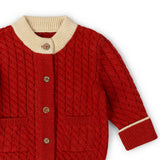 Burnt Ochre Snuggly Knitted Cardigan, Red
