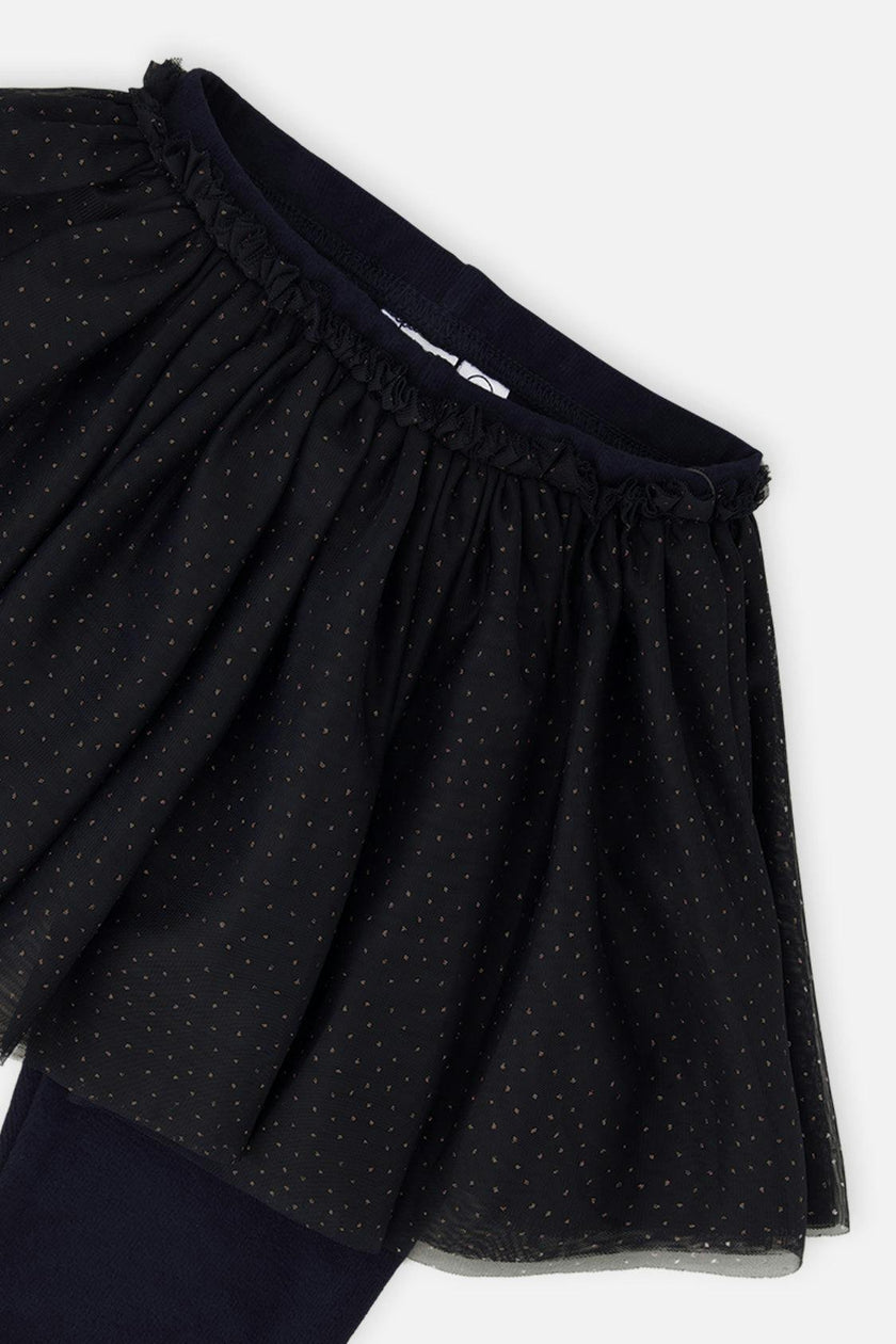 Leggings With Integrated Tulle Skirt Dark Blue