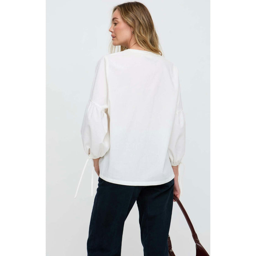 Anai Half Placket Embroidered Blouse