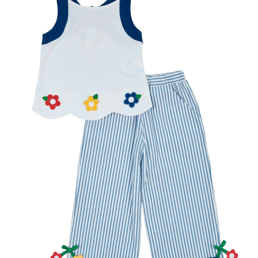 Seersucker Pants with Flowers